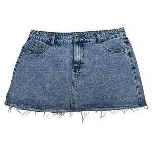 SHEIN Acid Wash Denim‎ Mini Skirt Size XL Raw Hem High Waist 90s Y2K Style